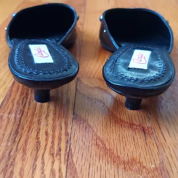 Candies Bree Jeweled and Studded Faux Leather Kitten Heel Mules Size 6.5