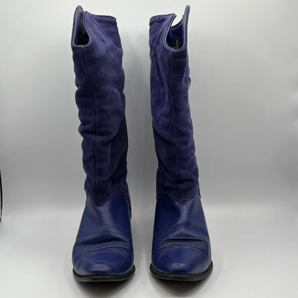 Capezio Purple Suede Leather Cowboy Boots Sz 8 Womens Ladies Western Cowgirl VTG