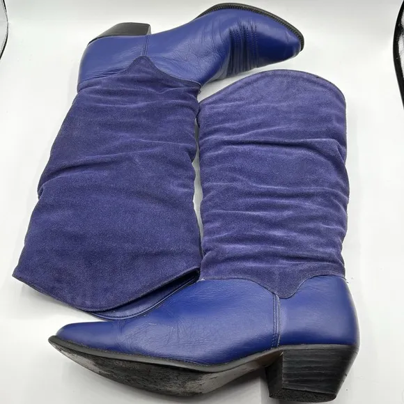 Capezio Purple Suede Leather Cowboy Boots Sz 8 Womens Ladies Western Cowgirl VTG