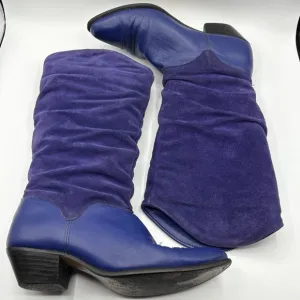 Capezio Purple Suede Leather Cowboy Boots Sz 8 Womens Ladies Western Cowgirl VTG