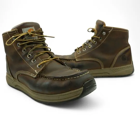 Carhartt Boots Mens 9M CMX4023 Lightweight Casual Wedge Work Boots Brown