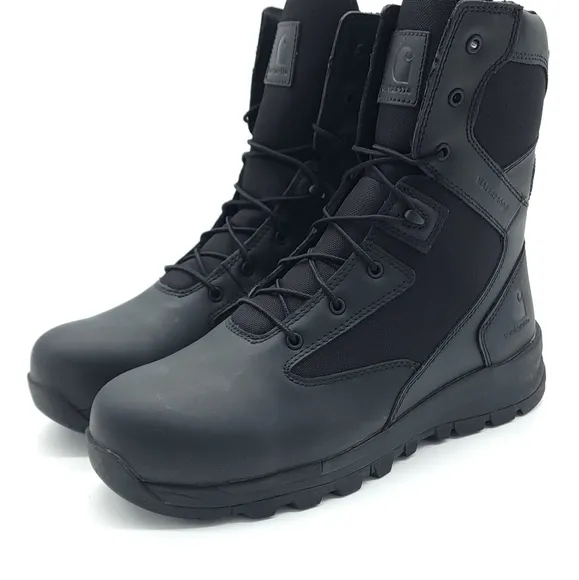 Carhartt Men's Waterproof 8&quot; Side Zip Nano Toe Black Boot Size 11 W