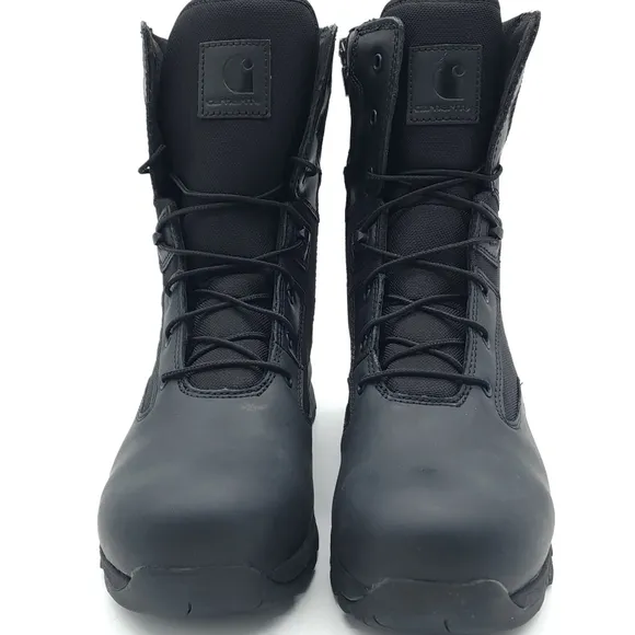 Carhartt Men's Waterproof 8&quot; Side Zip Nano Toe Black Boot Size 11 W