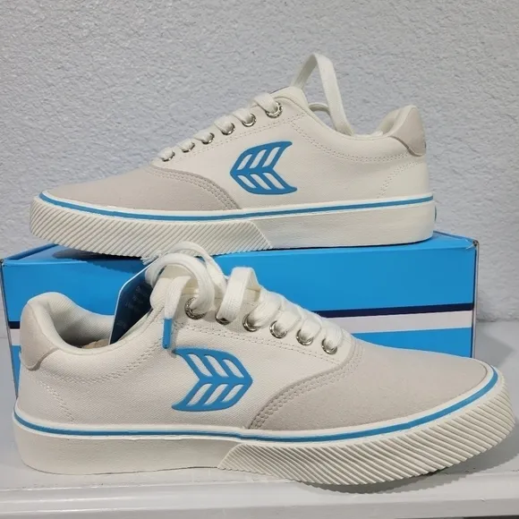 Cariuma Naioca Shoes Skater AVATAR Vintage White Suede Off-white Canvas blue NIB