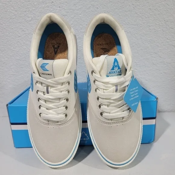 Cariuma Naioca Shoes Skater AVATAR Vintage White Suede Off-white Canvas blue NIB