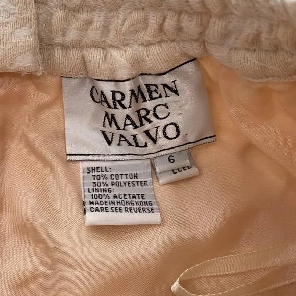 Carmen Marc Valvo cream embroidered pencil skirt elegant timeless wedding size 6