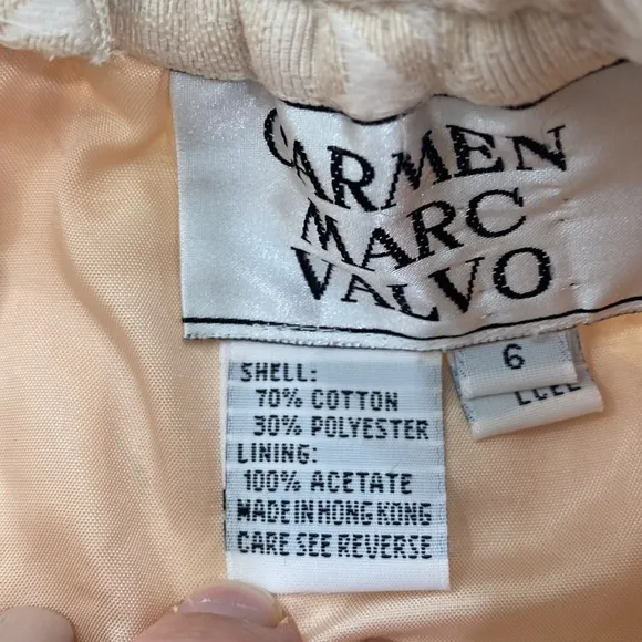Carmen Marc Valvo cream embroidered pencil skirt elegant timeless wedding size 6