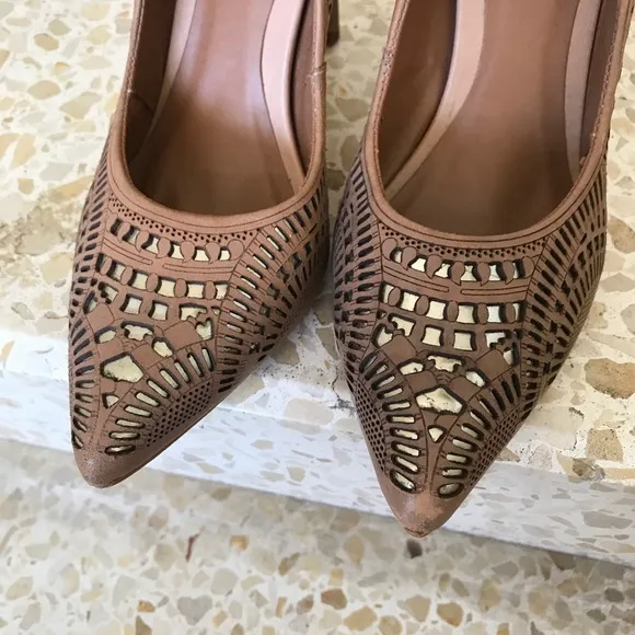 Carmina Faux Leather Cutwork High Heels