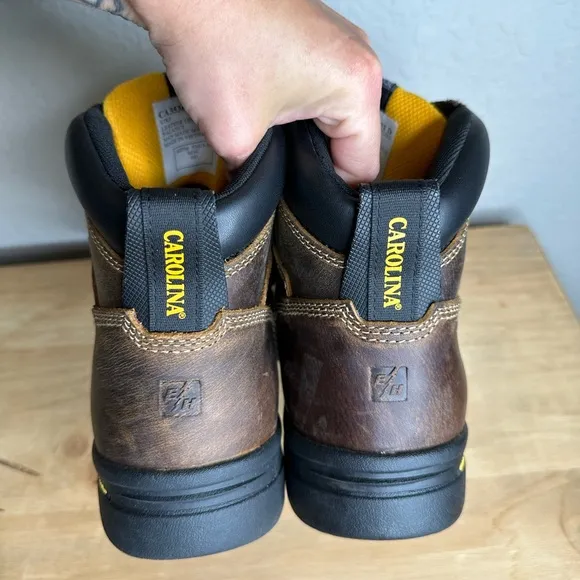 Carolina Brown Leather waterproof High Ankle Work Boots with Lace Up Design
