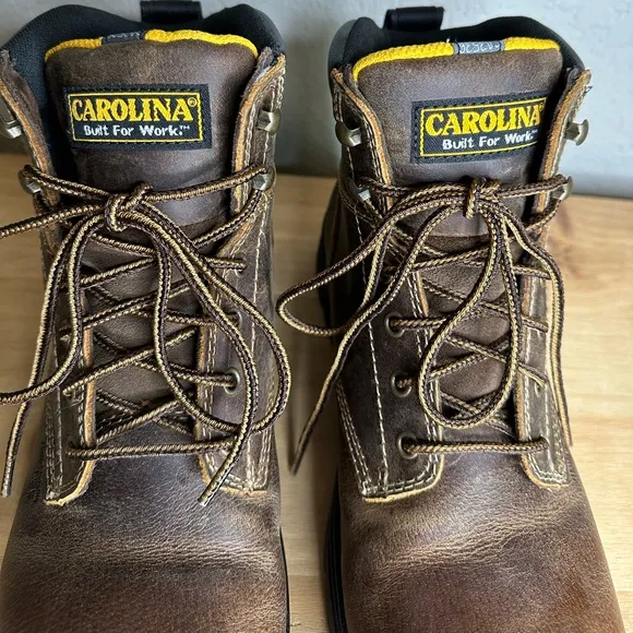 Carolina Brown Leather waterproof High Ankle Work Boots with Lace Up Design
