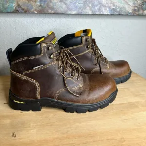 Carolina Brown Leather waterproof High Ankle Work Boots with Lace Up Design