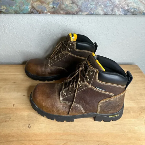 Carolina Brown Leather waterproof High Ankle Work Boots with Lace Up Design