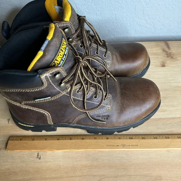 Carolina Brown Leather waterproof High Ankle Work Boots with Lace Up Design