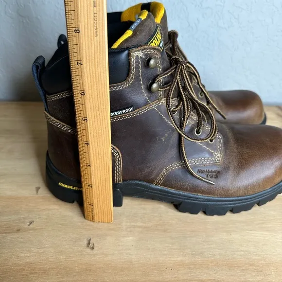 Carolina Brown Leather waterproof High Ankle Work Boots with Lace Up Design