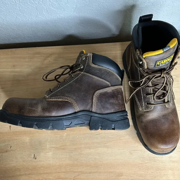 Carolina Brown Leather waterproof High Ankle Work Boots with Lace Up Design