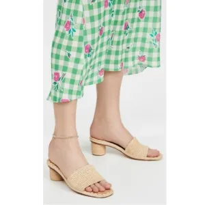Carrie Forbes X J. Crew Bou Sandals Heel Mules Woven Raffia Casual Preppy Cream