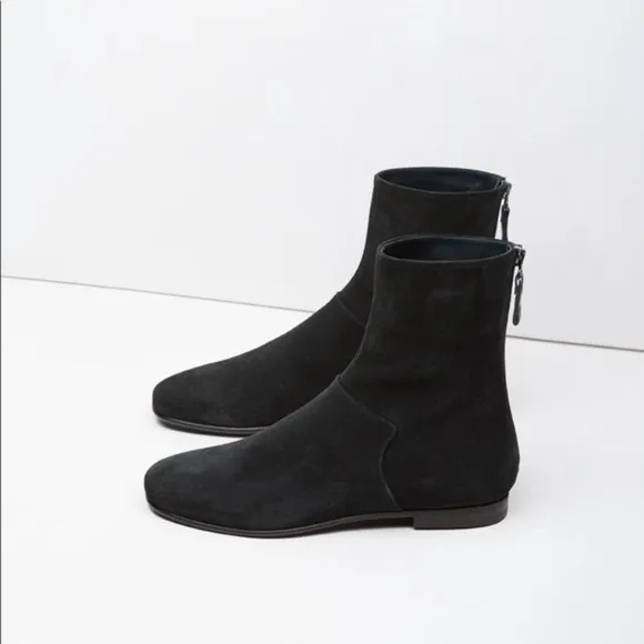 CARRITZ Suede Back Zip Ankle Boots in Yellow