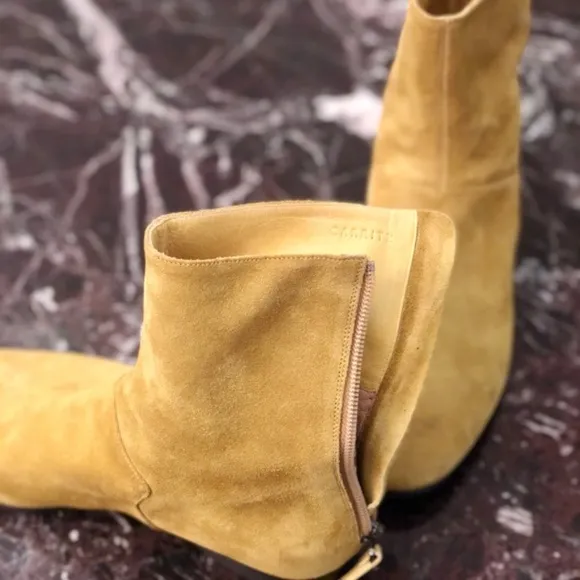 CARRITZ Suede Back Zip Ankle Boots in Yellow
