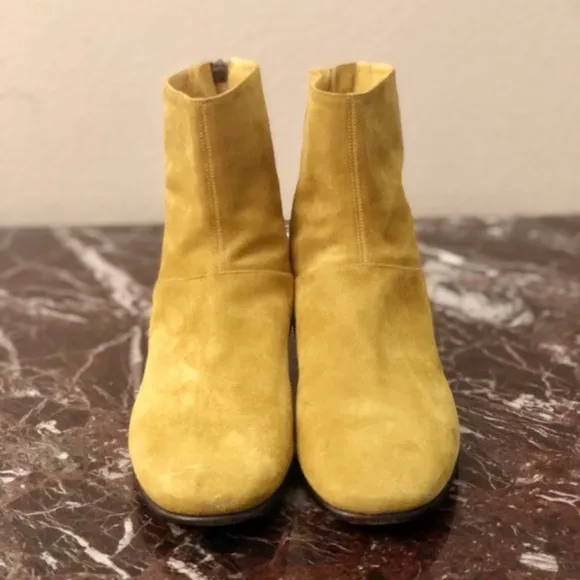 CARRITZ Suede Back Zip Ankle Boots in Yellow