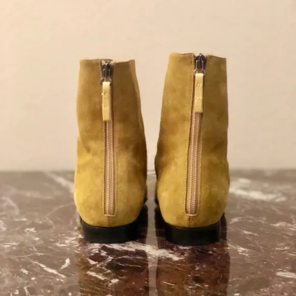 CARRITZ Suede Back Zip Ankle Boots in Yellow