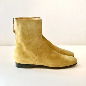 CARRITZ Suede Back Zip Ankle Boots in Yellow
