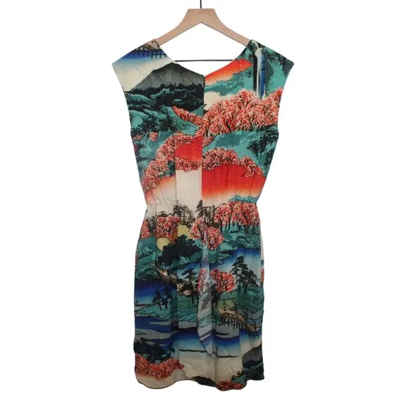 Carven Women's Multicolor Dress Size 38 100% Silk Japanese Inspired French