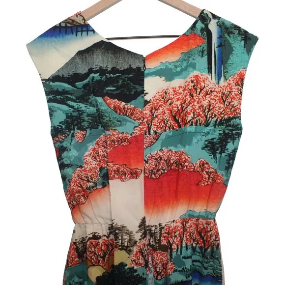Carven Women's Multicolor Dress Size 38 100% Silk Japanese Inspired French