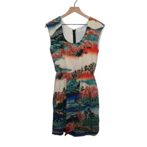 Carven Women's Multicolor Dress Size 38 100% Silk Japanese Inspired French