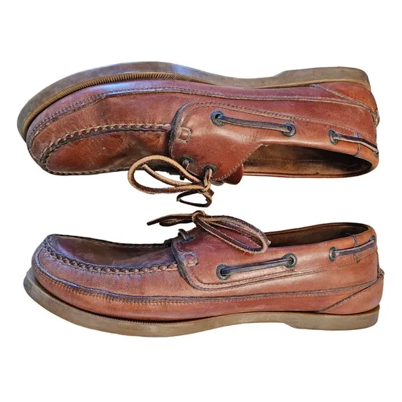 Carvil the REAL boat shoe leather upper brown loafer size 11/45 casual comfort #