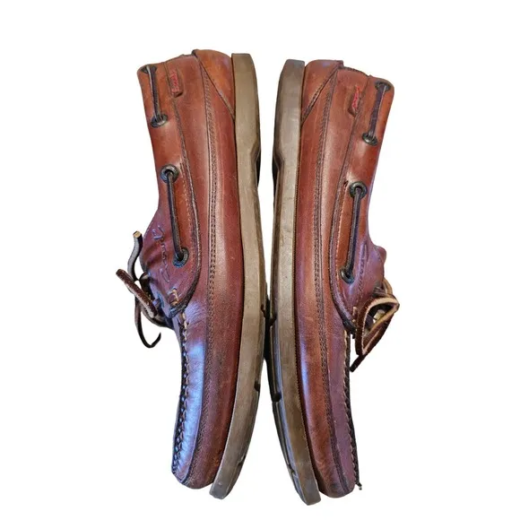 Carvil the REAL boat shoe leather upper brown loafer size 11/45 casual comfort #