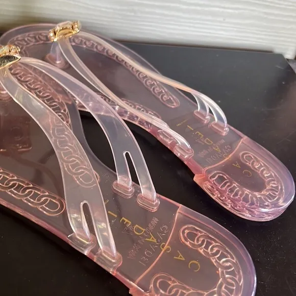 Casadei Jewel Embellished Clear Flip Flops