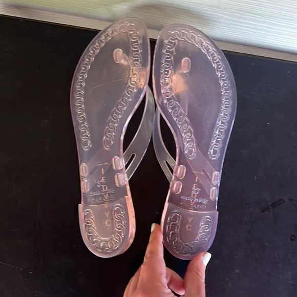 Casadei Jewel Embellished Clear Flip Flops