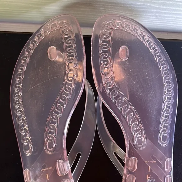 Casadei Jewel Embellished Clear Flip Flops