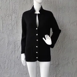 Casual Corner Vintage Ladies Pure Wool Sweater Coat w/Silver Accents