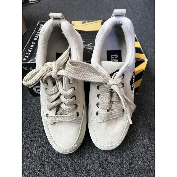 CAT Womens 8.5 M Caterpillar Walking Machines Shoes Ivory Lace Up Suede Boulder