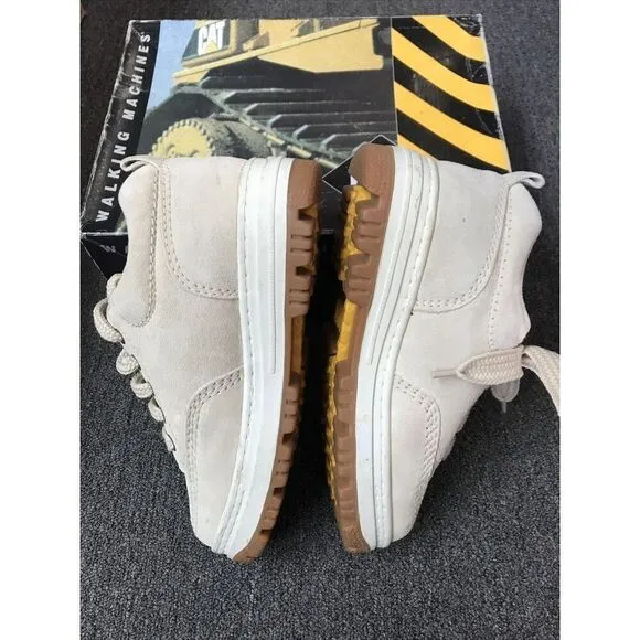 CAT Womens 8.5 M Caterpillar Walking Machines Shoes Ivory Lace Up Suede Boulder