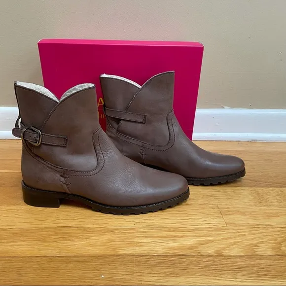 CATHERINE Catherine Malandrino Shellie Faux Fur Lined Brown Leather Booties