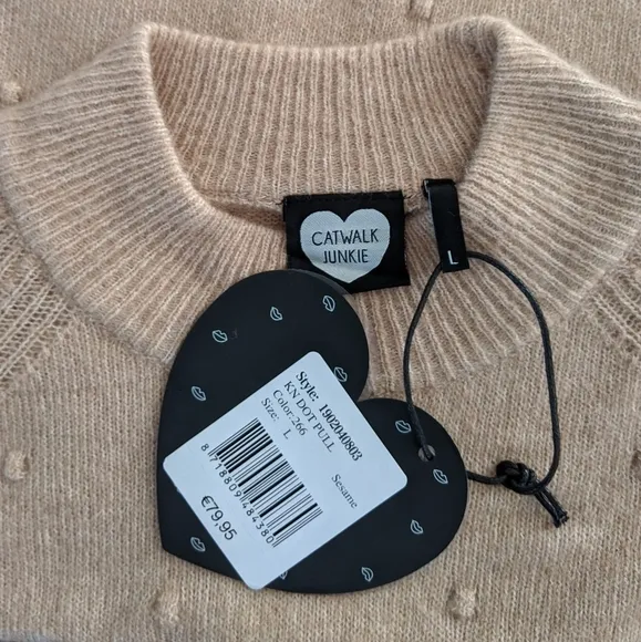 Catwalk Junkie &quot;Dot Pull&quot; Textured Wool Blend Sweater, L NWT