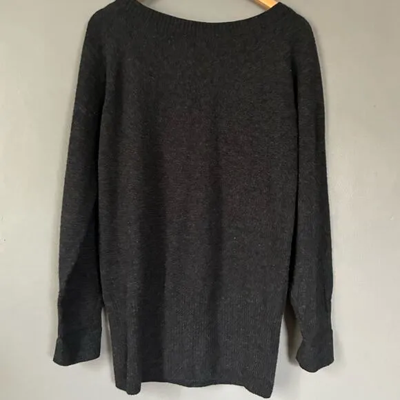 CELTIC &amp; CO Supersoft Slouchy Knit Sweater Charcoal   Gray 100% Lambswool Size M