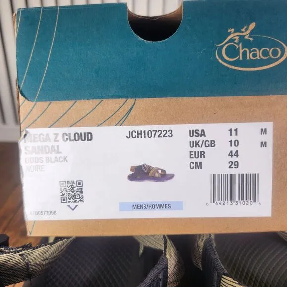 Chaco Mega Z Cloud Sandals Mens Sz 11 M Odds Black Trails Sport Shoes JCH107223