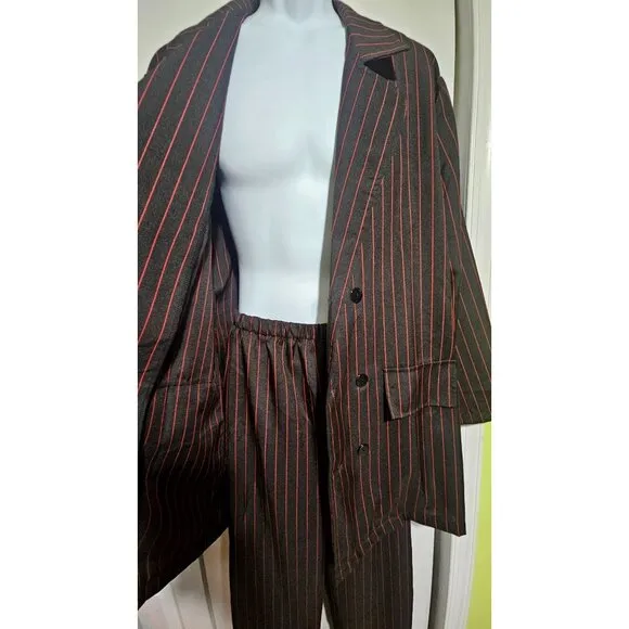 Charades Men's Pinstripe Gangster Costume Double Breasted Suit Mobster 20s