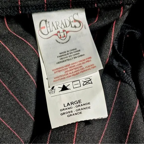 Charades Men's Pinstripe Gangster Costume Double Breasted Suit Mobster 20s