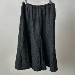 Chic Black Crushed Silk A-Line Skirt Midi Length Size-Small~ Designer Style