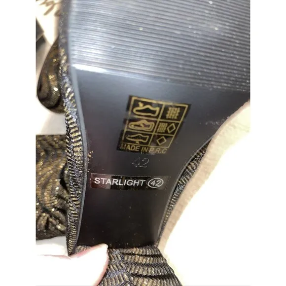 Chic Lady Couture Women’s Fashion Boots Size 42 U.S. 11 M Black Gold Glitter NIB