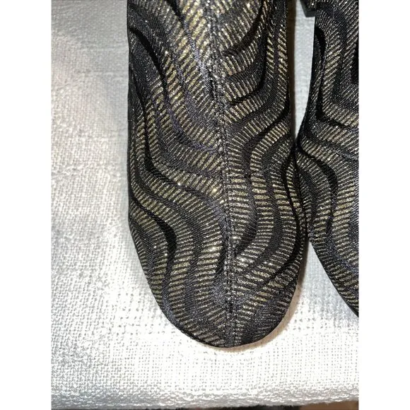 Chic Lady Couture Women’s Fashion Boots Size 42 U.S. 11 M Black Gold Glitter NIB
