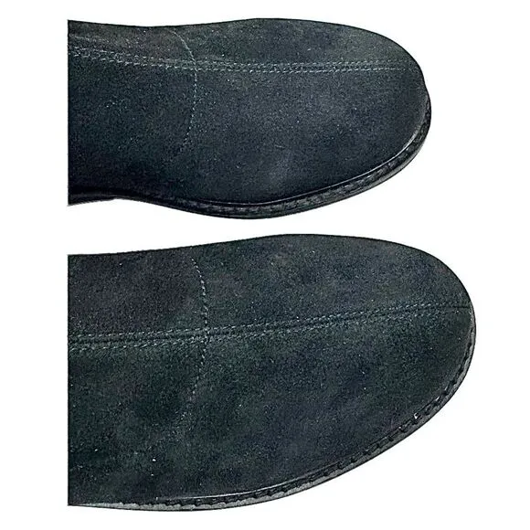 Chocolat Blu Boots Womens 7 M Black Suede Leather Heeled Zip Ankle Booties