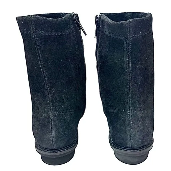 Chocolat Blu Boots Womens 7 M Black Suede Leather Heeled Zip Ankle Booties