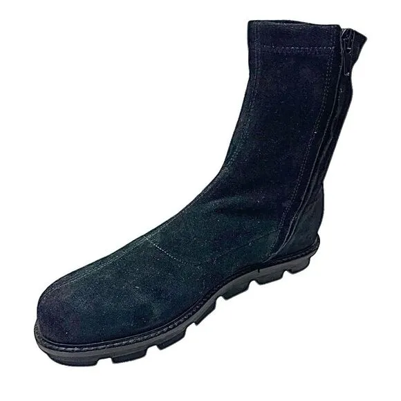 Chocolat Blu Boots Womens 7 M Black Suede Leather Heeled Zip Ankle Booties