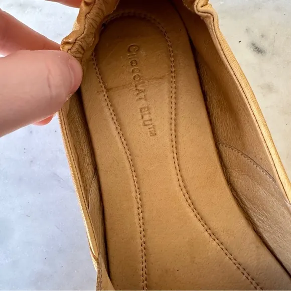 Chocolat Blu Cam2 Leather Slip-on Flats Shoes Pleated Moccasin size 9
