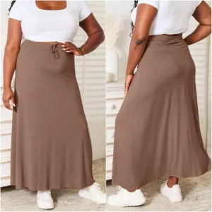 Chocolate Soft Drawstring Waist Maxi Skirt